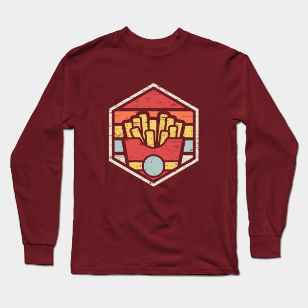 Retro Badge Fries Long Sleeve T-Shirt by rojakdesigns